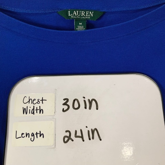 Lauren Ralph Lauren Women Blue Boat Neck 3/4 Sleeve Cuffed Casual Top Size M - Picture 5 of 5